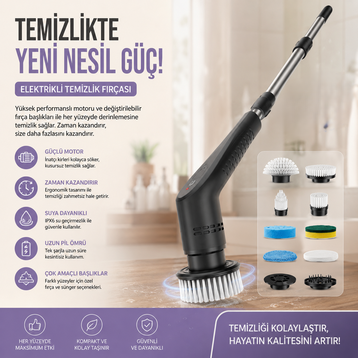 Elektrikli temizlik fırçası - araba temizliği