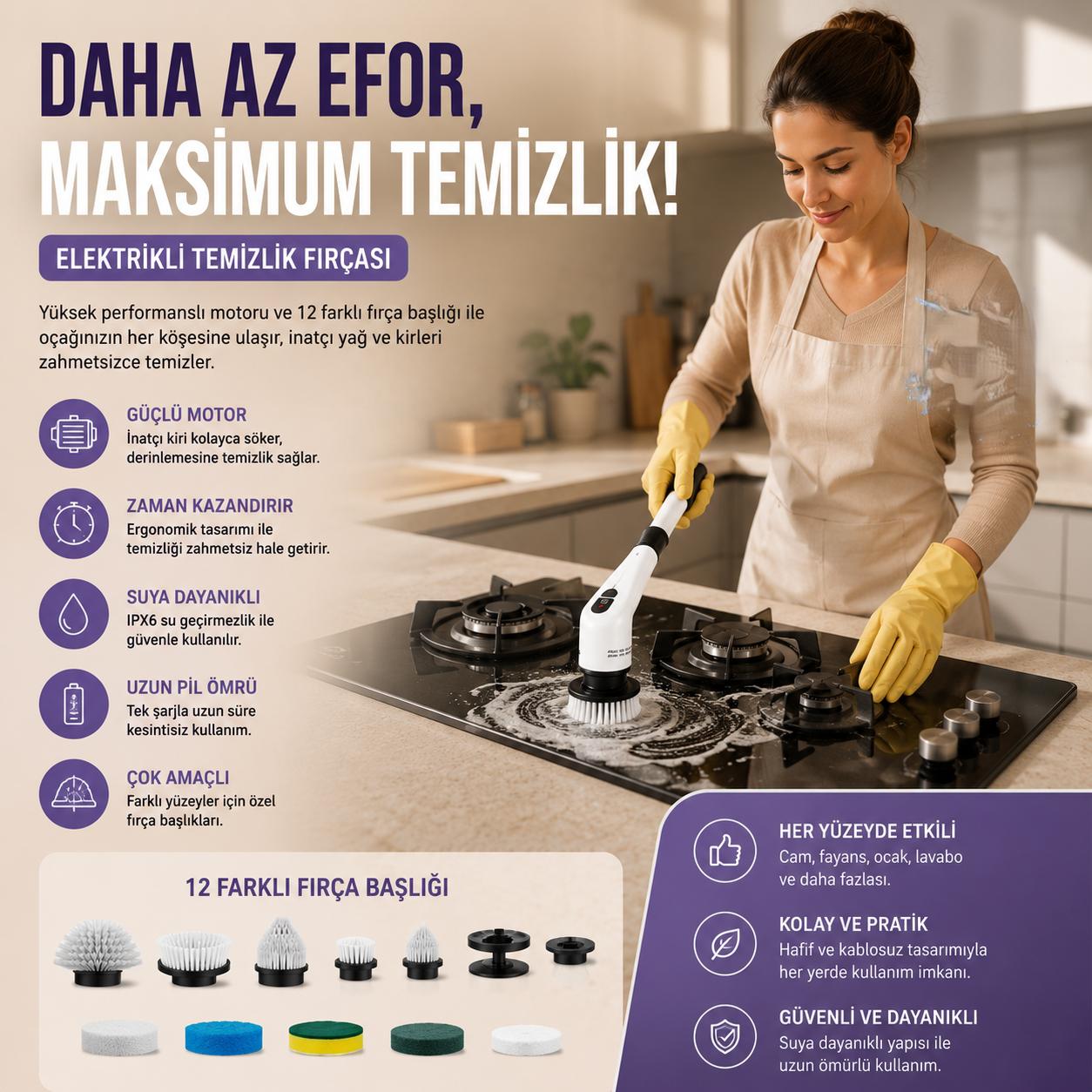 Elektrikli temizlik fırçası - ocak temizliği